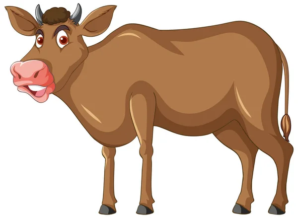 Brown Krowa Stojąca Postać Kreskówki Ilustracja — Wektor stockowy