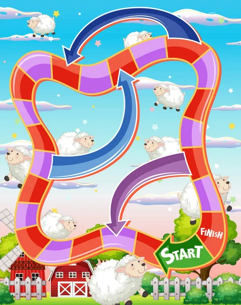 Snake Ladders Spel Template Illustratie — Stockvector