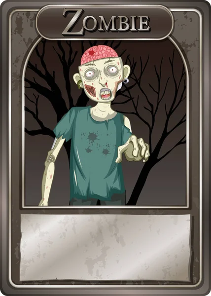 Zombie Personaje Juego Tarjeta Plantilla Ilustración — Archivo Imágenes Vectoriales