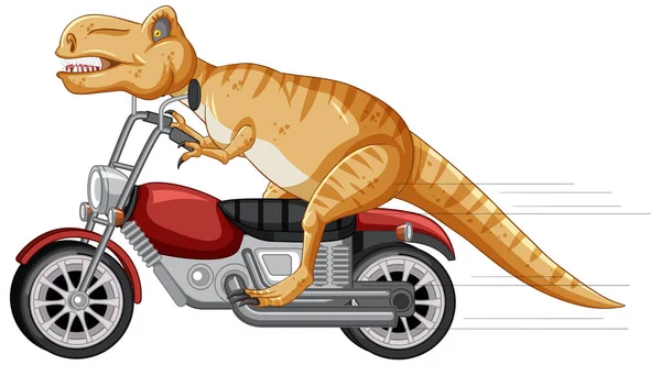 Tyrannosaurus Rex Rijden Motorfiets Cartoon Stijl Illustratie Stockillustratie
