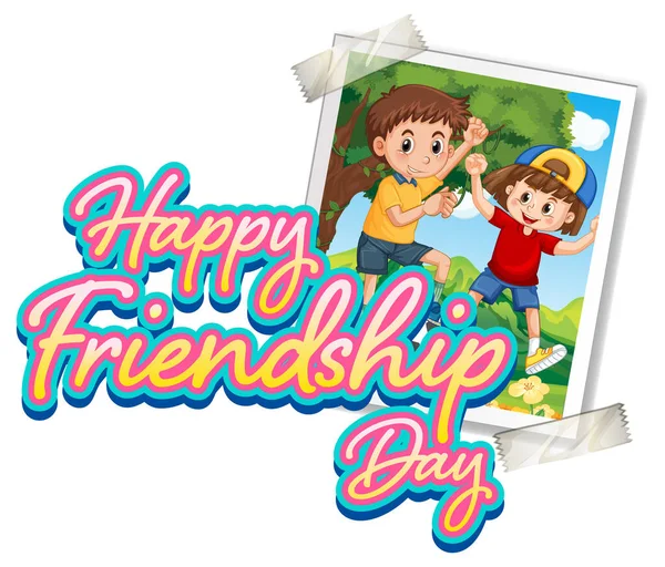 Happy Friendship Day Photo Children Illustration — Stock Vector