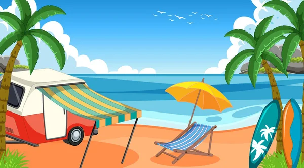 Summer Vacation Beach Background Illustration — Stock Vector