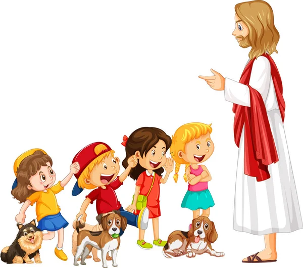 Isus Copiii Fundal Alb Ilustrație — Vector de stoc