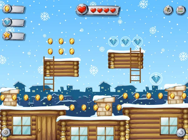 Modello Gioco Nevicando Sfondo Illustrazione — Vettoriale Stock