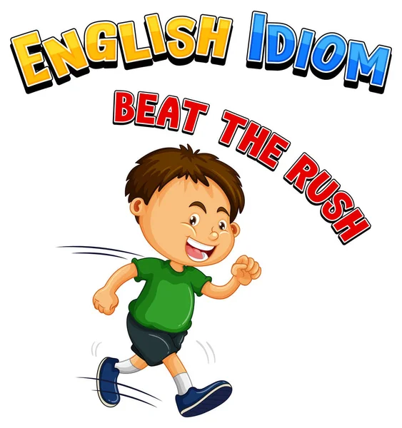English Idiom Picture Description Beat Rush Illustration — Stock Vector