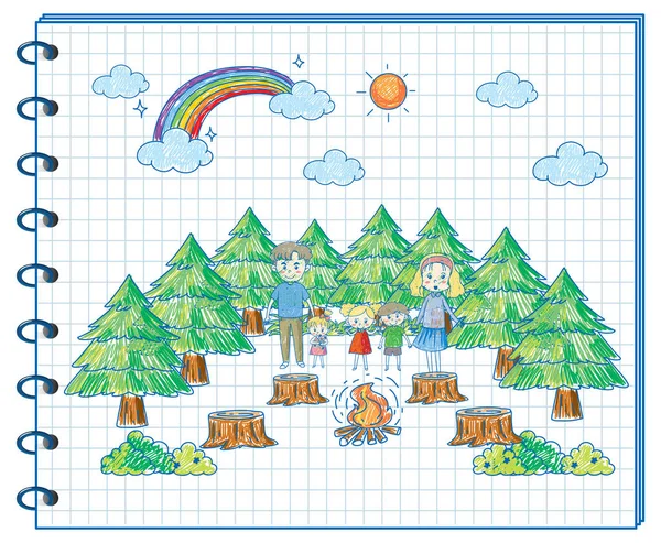 首页插图上有彩色涂鸦草图设计的笔记本 — 图库矢量图片
