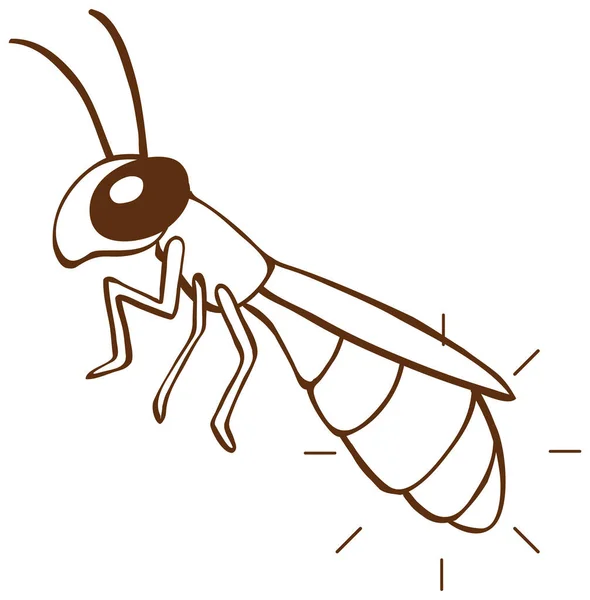 Insekt Klotter Enkel Stil Vit Bakgrund Illustration — Stock vektor