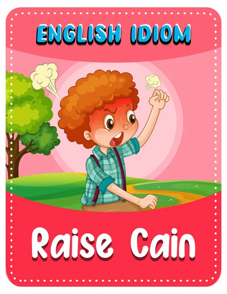 English Idiom Picture Description Raise Cain Illustration — Stock Vector