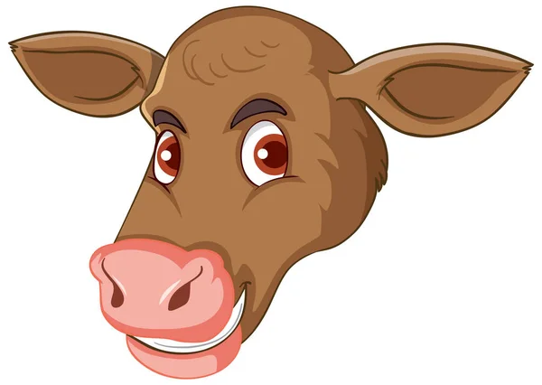 Kopf Der Braunen Kuh Zeichentrickfigur Illustration — Stockvektor