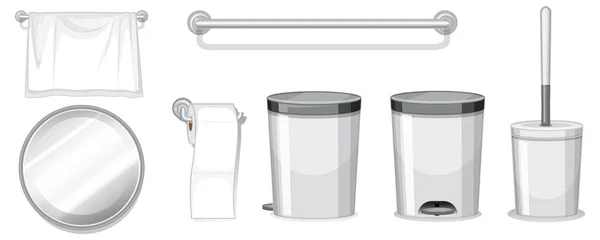 Set Toiletkamerobjecten Witte Achtergrond Illustratie — Stockvector