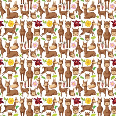 Beyaz arkaplandaki komik alpaka kusursuz illüstrasyon