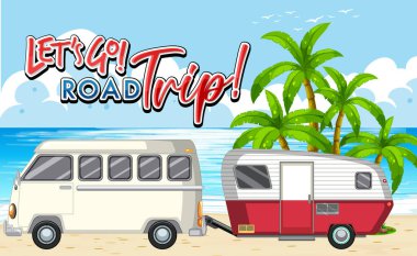 Yaz illüstrasyonu için minibüsle bir yolculuğa çıkalım.