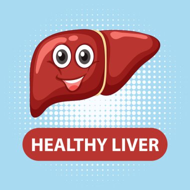 Sağlıklı karaciğer çizgi film karakteri çizimi