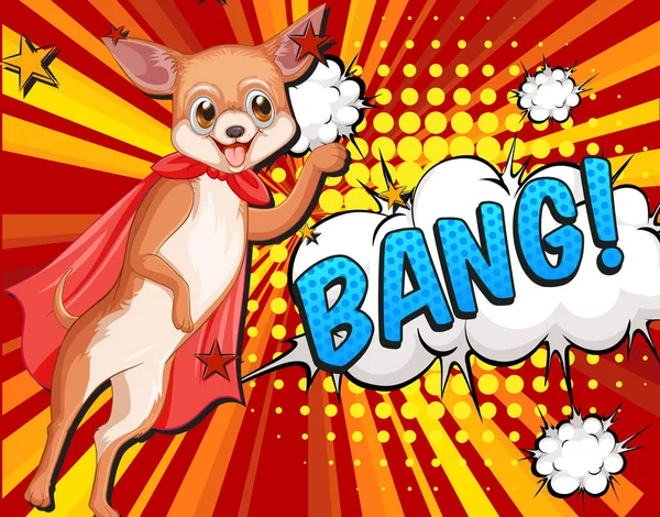 Cute Pies Czerwoną Peleryną Latający Ilustracja — Wektor stockowy