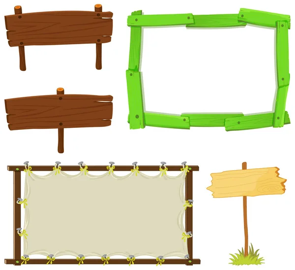 一套木制标志横幅图解 — 图库矢量图片