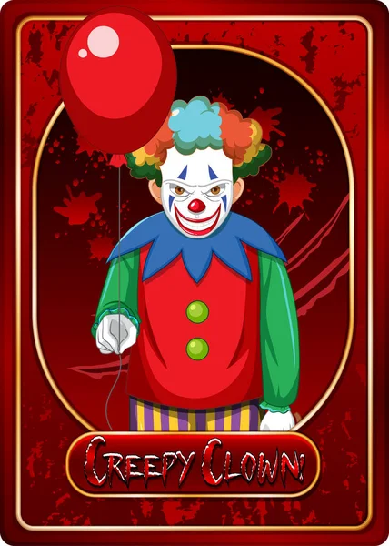 Creepy Clown Character Game Card Template Illustration — Stock Vector