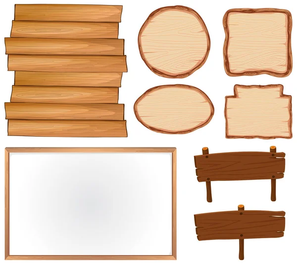 一套木制标志横幅图解 — 图库矢量图片
