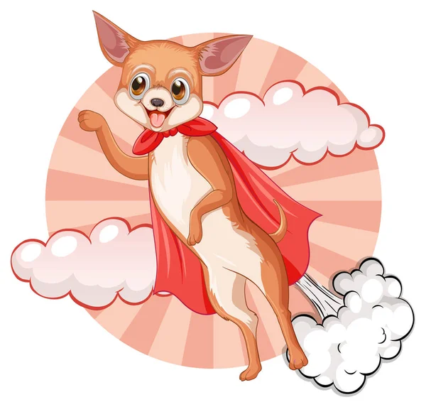 Pes Červenou Pláštěnkou Létání Ilustrace — Stockový vektor