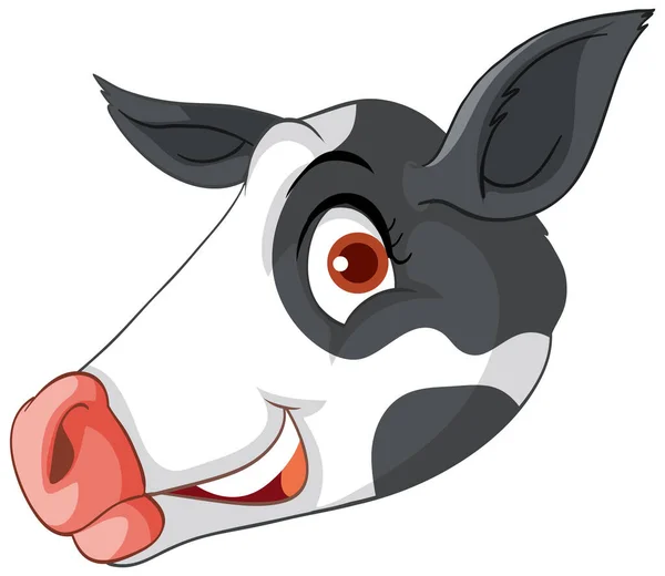 Side View Cow Head Cartoon Style Illustration — Stock Vector