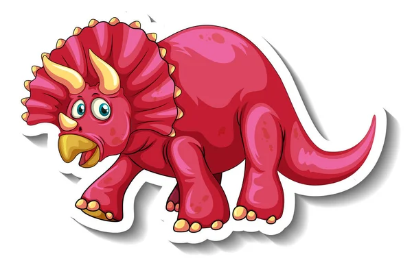 Triceratops Dinosaurus Kreslený Znak Nálepka Ilustrace — Stockový vektor