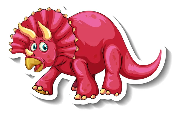 Triceratops Dinossauro Desenho Animado Personagem Adesivo Ilustração —  Vetores de Stock