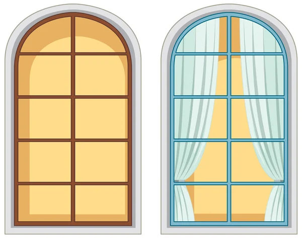 Set Von Fenster Auf Weißem Hintergrund Illustration — Stockvektor