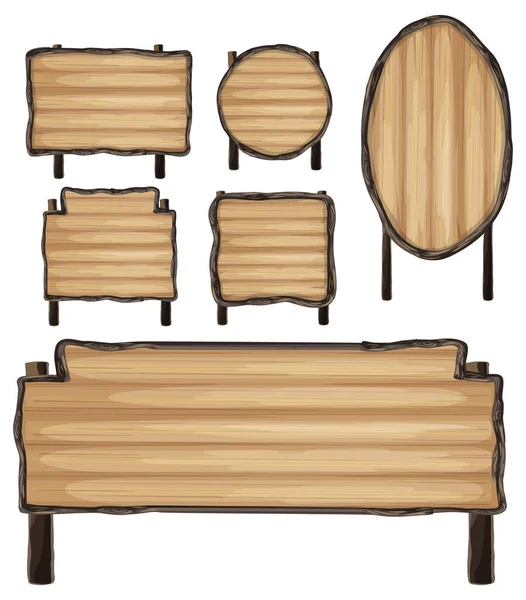一套木制标志横幅图解 — 图库矢量图片