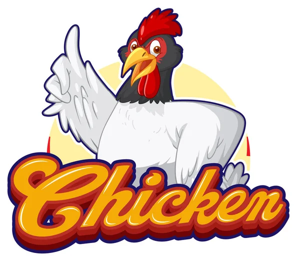 Kurczak Wskazując Gest Postać Kreskówki Ilustracja — Wektor stockowy