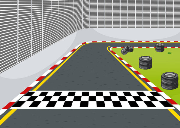Race track with start or finish line illustration