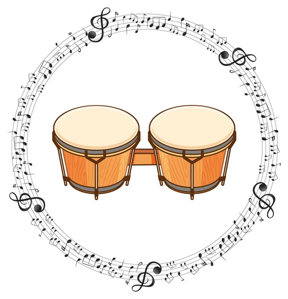 Timbales Musical Notes White Background Illustration — Stock Vector