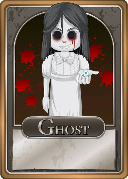 Ghost Girl Charakter Spiel Karte Vorlage Illustration — Stockvektor