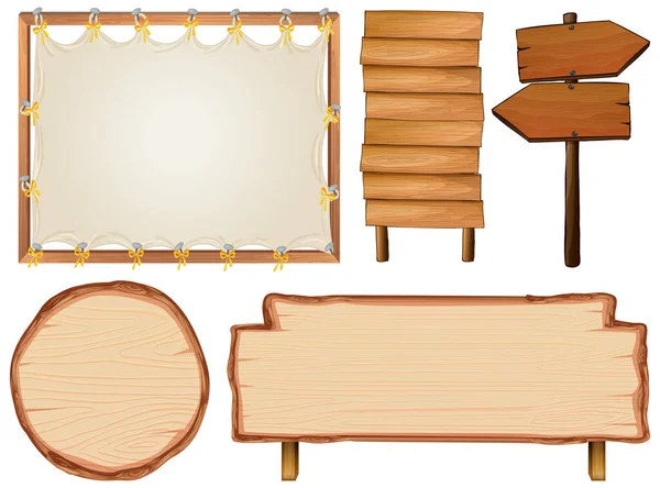 一套木制标志横幅图解 — 图库矢量图片