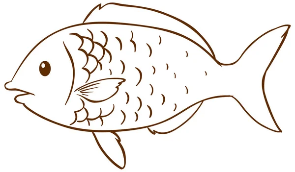 Pescado Garabato Estilo Simple Sobre Fondo Blanco Ilustración — Vector de stock