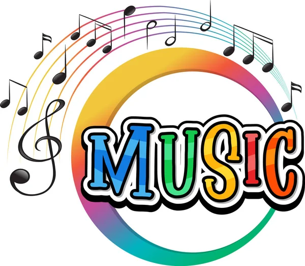 Font Design Word Music Music Notes White Background Illustration — Stock Vector