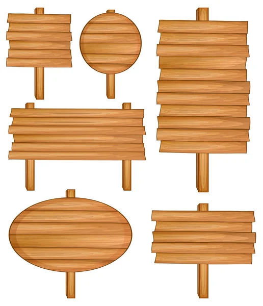Zestaw Drewniany Znak Baner Ilustracja — Wektor stockowy