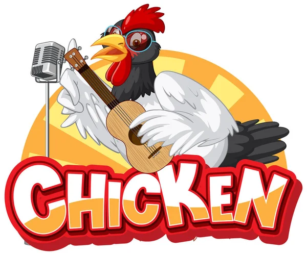 Sänger Huhn Cartoon Charakter Logo Illustration — Stockvektor