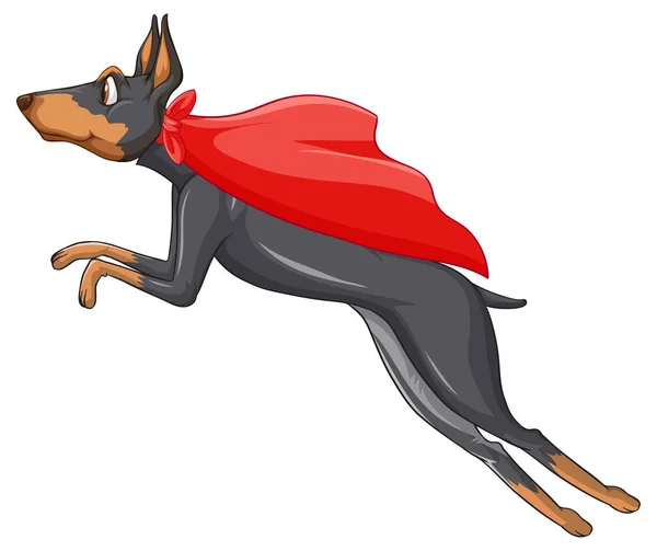 Собака Червоним Мисом Літаюча Ілюстрація — стоковий вектор