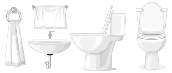 Комплект Предметов Туалетной Комнаты Белом Фоне — стоковый вектор