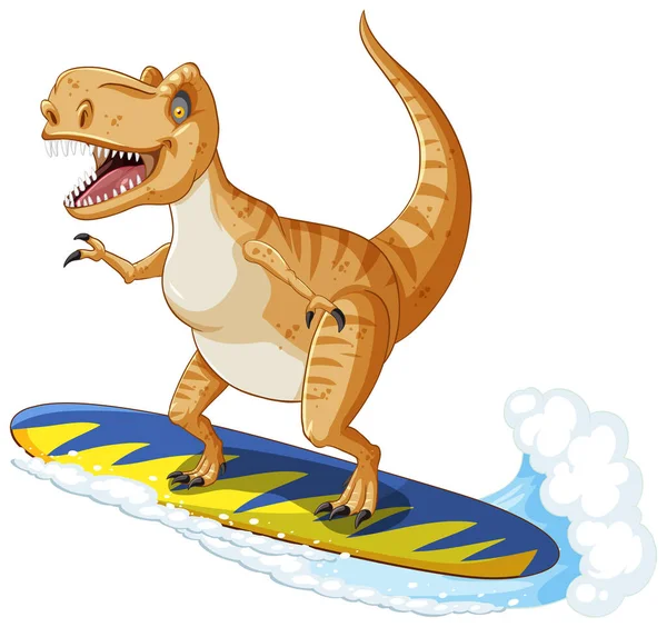 Tyrannosaurus Rex Dinosaurio Tabla Surf Ilustración Estilo Dibujos Animados —  Fotos de Stock