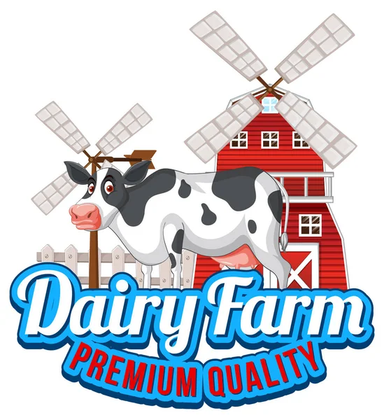 Cow Dairy Farm Label Illustration — Stock Photo, Image