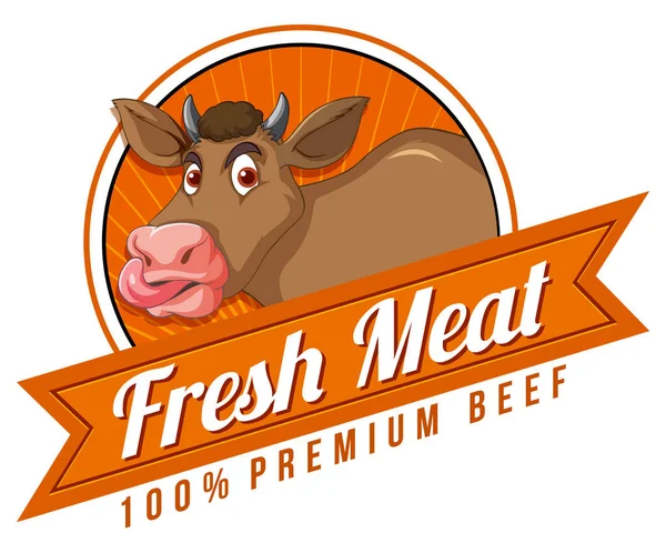 Cow Fresh Meat Label Illustration — Stock Photo, Image