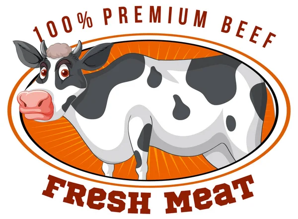 Cow Fresh Meat Label Illustration — Stock Photo, Image