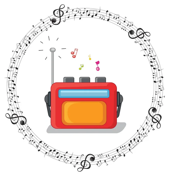 Una Radio Con Notas Musicales Sobre Fondo Blanco Ilustración — Foto de Stock
