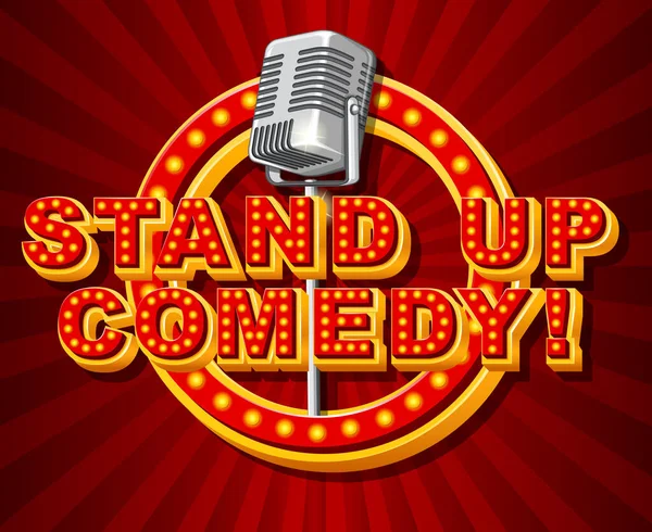 Stand Comedy Logo Mit Mikrofonillustration — Stockfoto