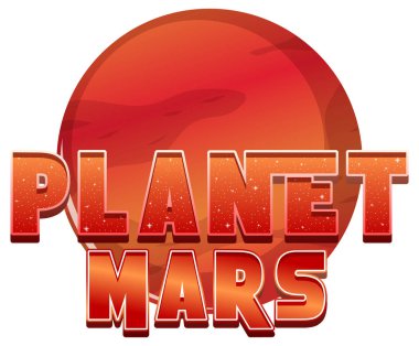 Mars Gezegeni kelime logosu tasarımı çizimi