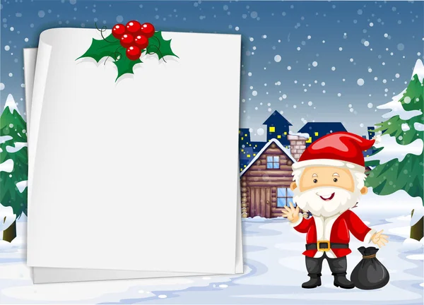 Banner Vacío Tema Navidad Con Ilustración Santa Claus — Archivo Imágenes Vectoriales