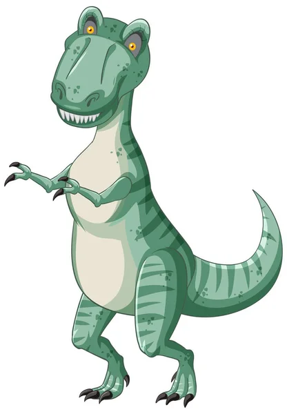 漫画風のイラストで緑のT Rex恐竜 — ストックベクタ