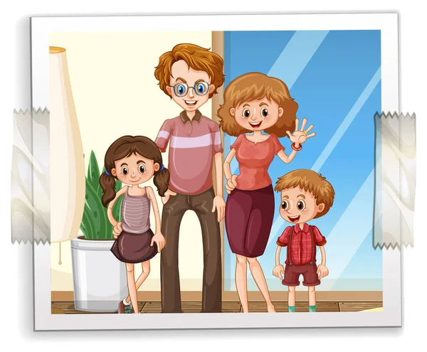 Una Foto Familia Sobre Fondo Blanco Ilustración — Vector de stock