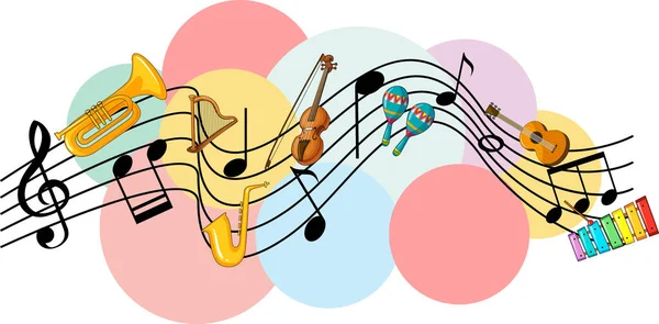 Music Instrument Music Notes White Background Illustration — Stock Vector