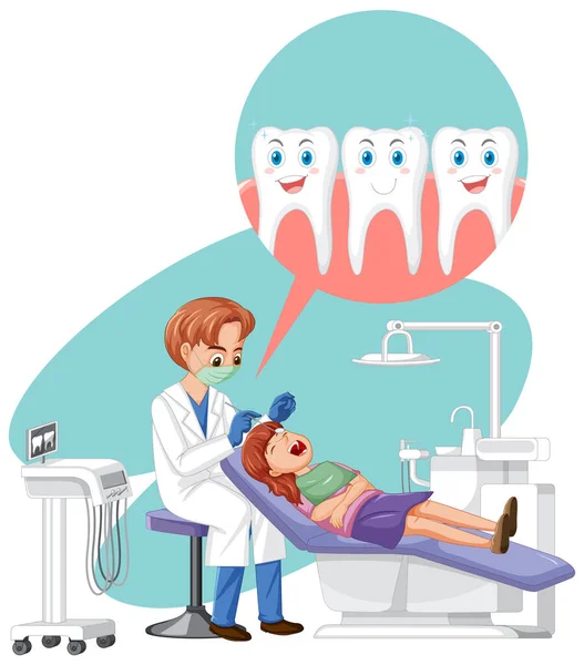 Dentysta Badający Zęby Pacjenta Ilustracja — Wektor stockowy